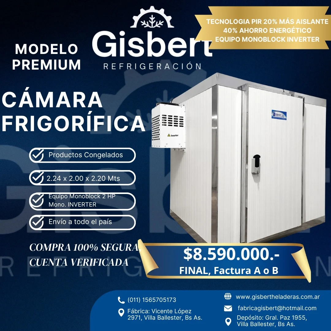 Cámara frigorífica para congelados 2.24 x 2.00 x 2.20 mts