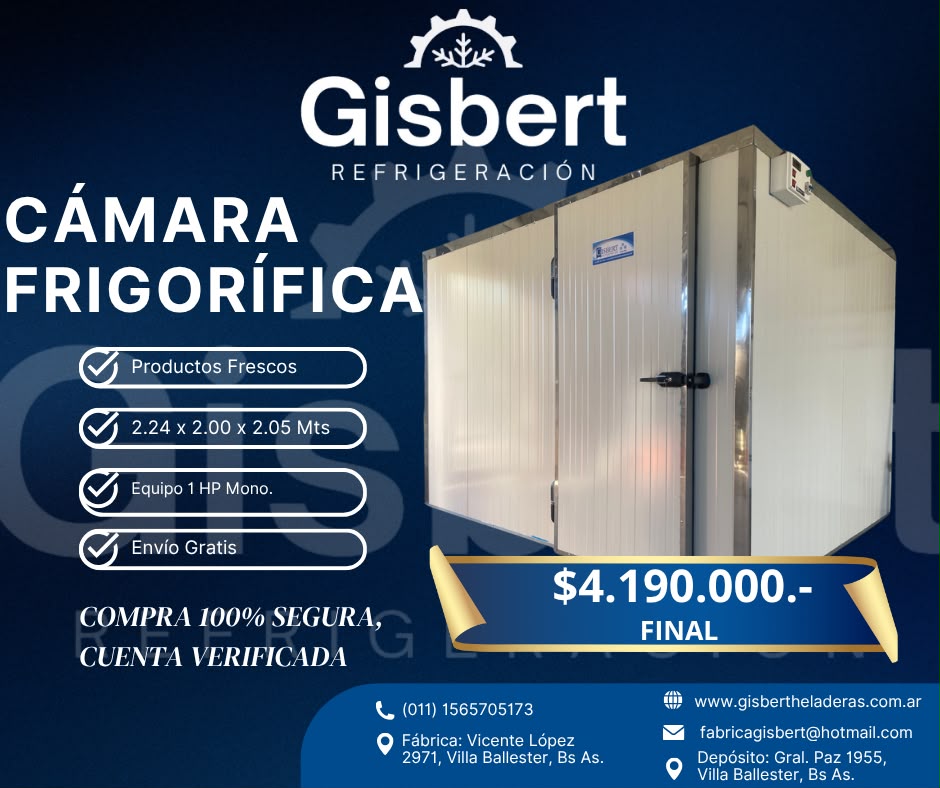 Cámara frigorífica para productos frescos 2.24 x 2.00 x 2.05 mts