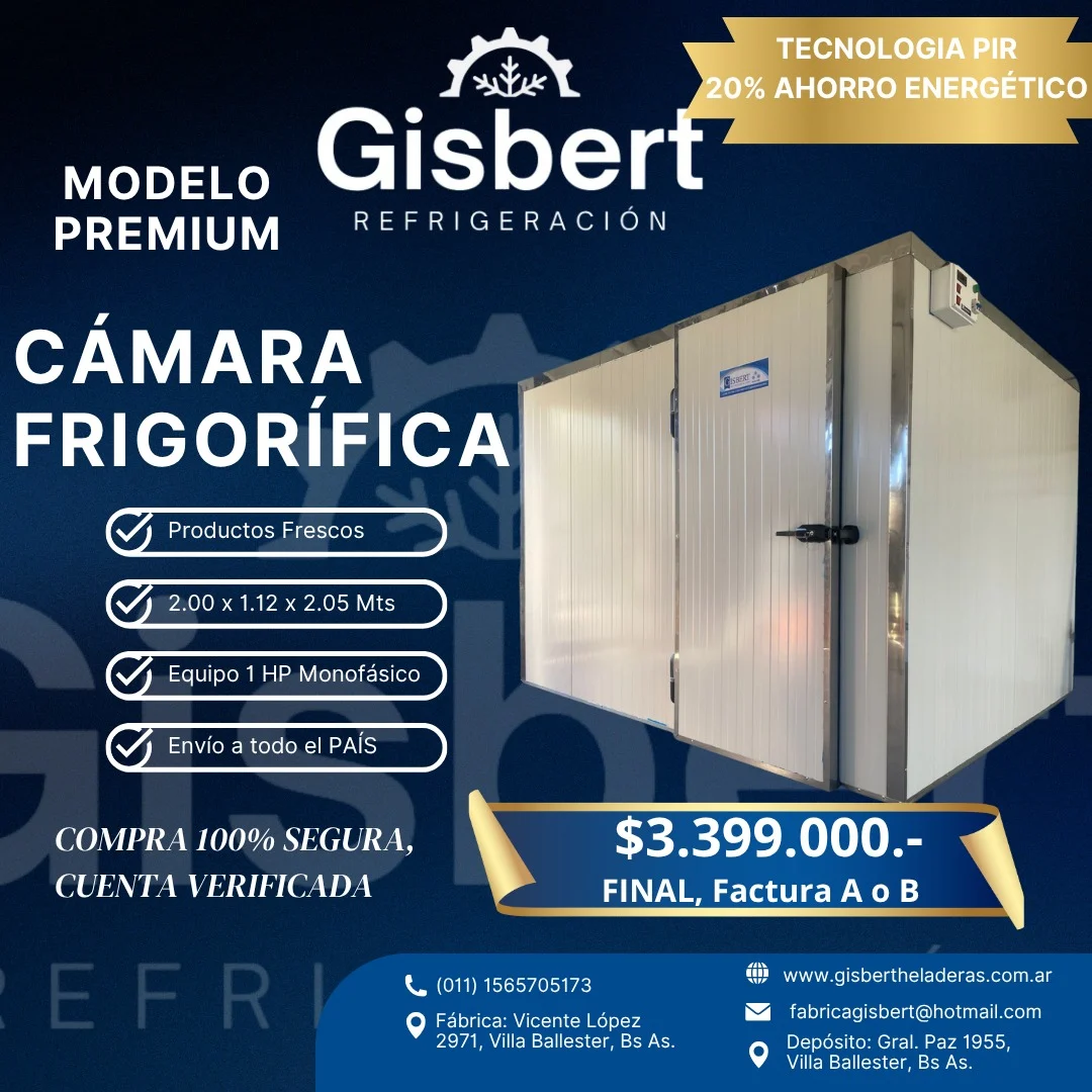 Cámara frigorífica para productos frescos 2.00 x 1.12 x 2.05 mts