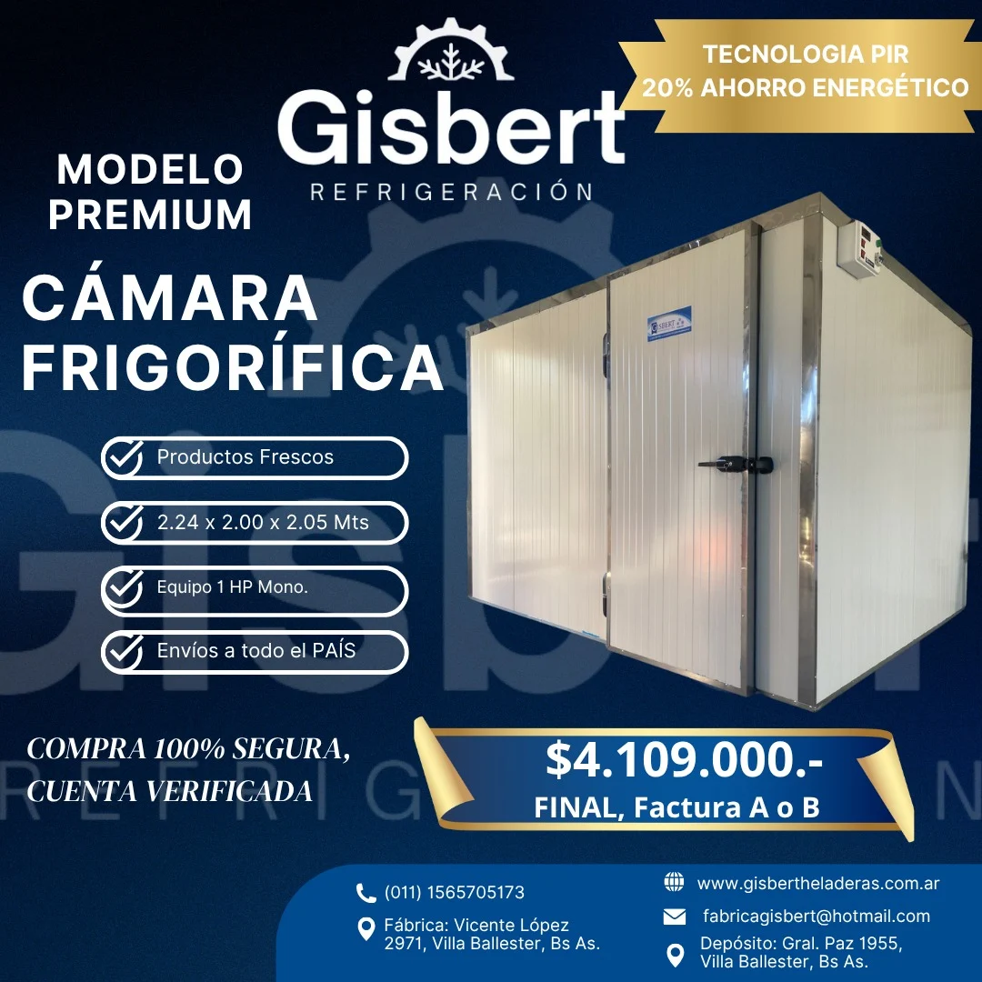 Cámara frigorífica para productos frescos 2.24 x 2.00 x 2.05 mts