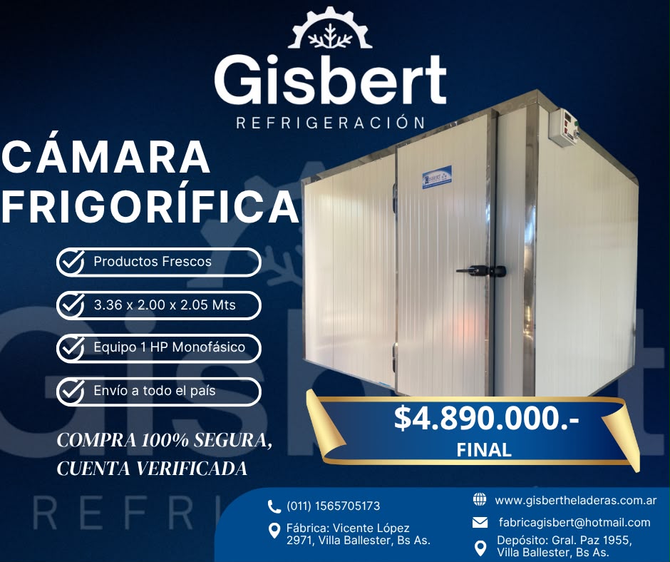 Cámara frigorífica para productos frescos 3.36 x 2.00 x 2.05 mts