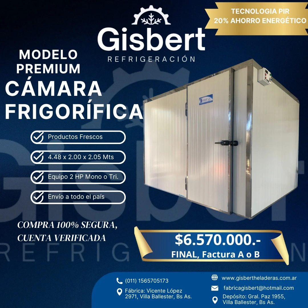 Cámara frigorífica para productos frescos 4.48 x 2.00 x 2.05 mts