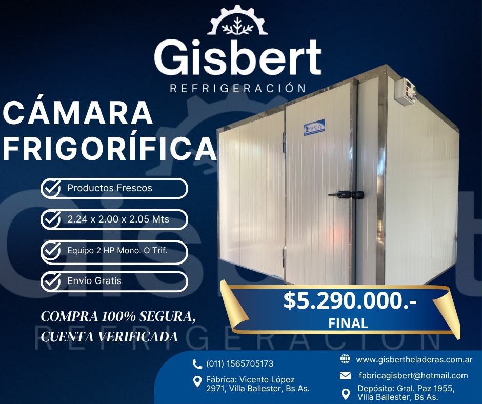 Cámara frigorífica para productos frescos 2.24 x 2.00 x 2.05 mts